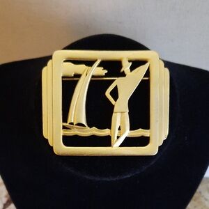 Vintage JJ Jonette Gold-tone Art Deco Brooch
